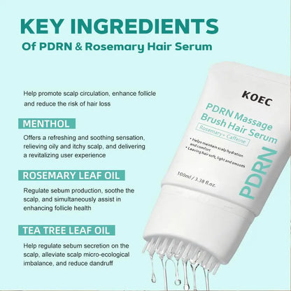 PDRN Nourishing Hair Serum Scalp Care Essence with Massager Comb Brush Loss Repair Volumizing Thickening Hair Support for Women